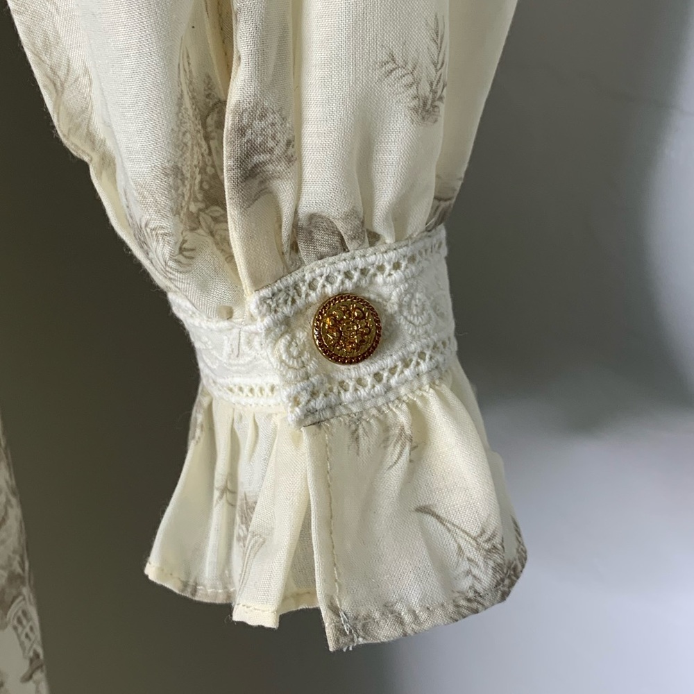 *SOLD* Simple Retro Cottage Core Lyric Printed Stand Collar Midi Dress Size Smal - Picture 8 of 16